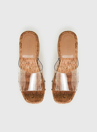 Pale Moonlight Platform Heels Cork / Clear