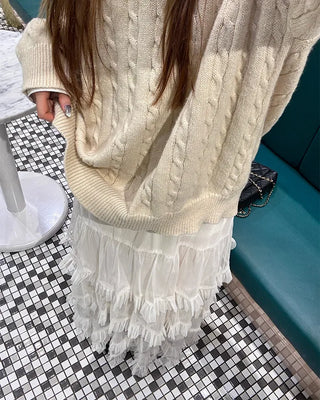 Chiffon tiered long skirt