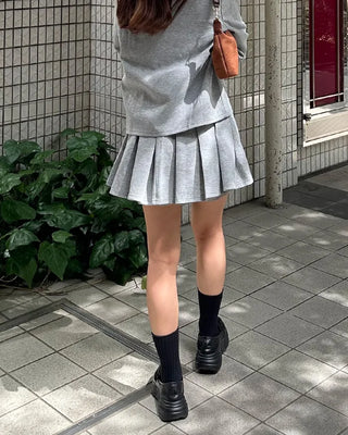 Sweatshirt & Pleated Mini Skirt Set