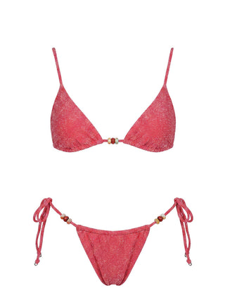 Ellery Triangle Bikini Top Red Shimmer