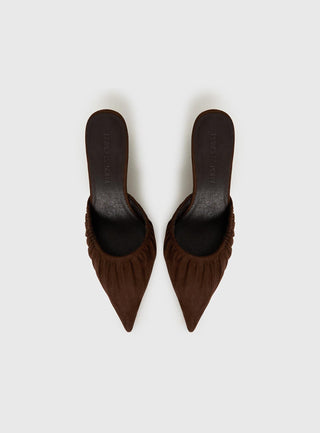 Admiration Pointed Toe Faux Suede Heels Brown
