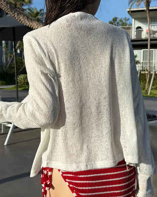 Two-button sheer cardigan