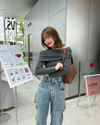 Slim-fit off-shoulder t-shirt