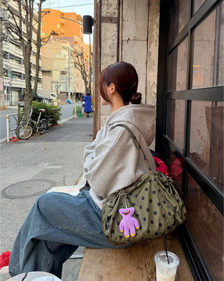 Polka Dot Nylon Shoulder Bag