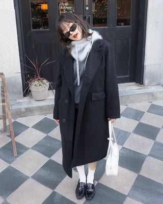 Classic double-breasted long coat