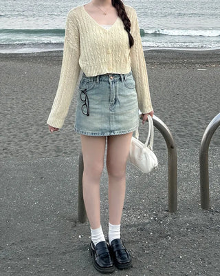 Cable Cropped Cardigan