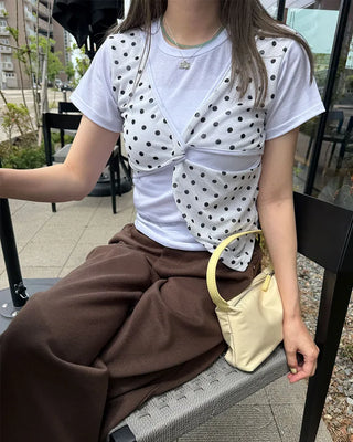 Dot Twist Round Neck T-Shirt