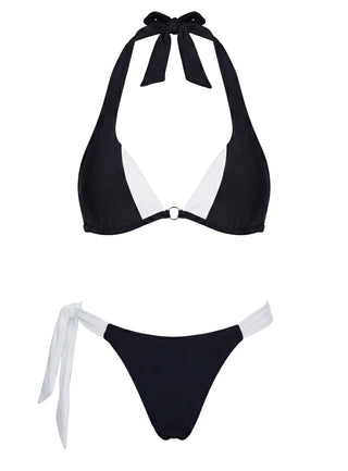 Summer Season Tie Side Bikini Bottoms Black  White
