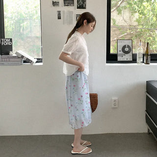 [2 colors] Flower String Midi Skirt