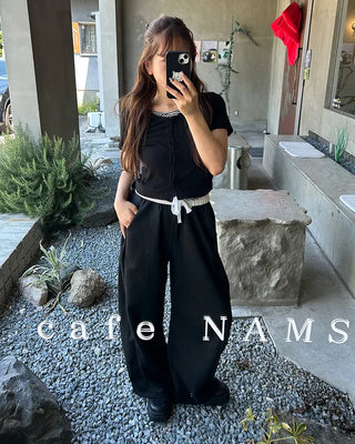 Two-tone wide sweatpants