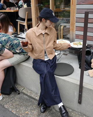 Suede cropped jacket