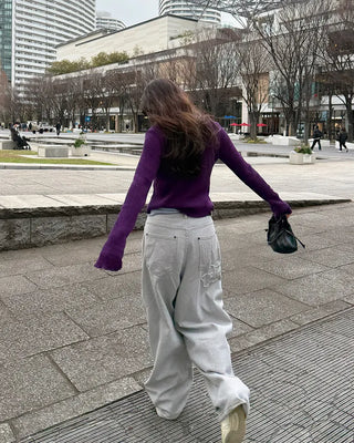 Flower embroidered wide-leg pants