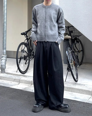 Knit zip-up jacket
