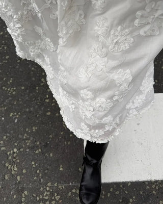 Flower lace midi skirt