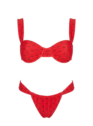 Calbira Cheeky Bikini Bottoms Red Polka
