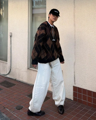 Brushed Argyle Knit