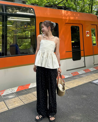 Shoulder ribbon camisole blouse