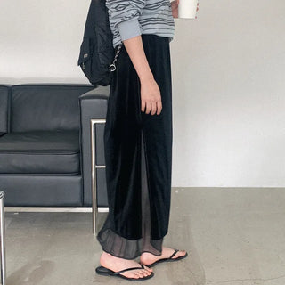 Velvet layered long skirt