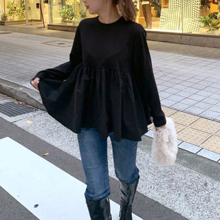 Shirred Flare T-shirt