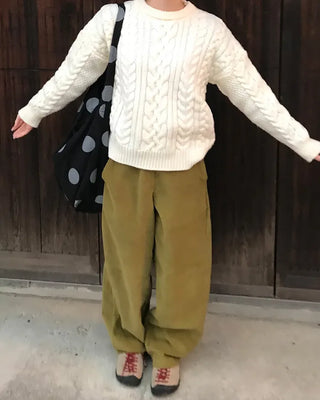 Corduroy wide-leg pants