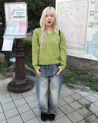 Wide denim pants
