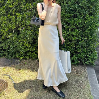 Satin long skirt