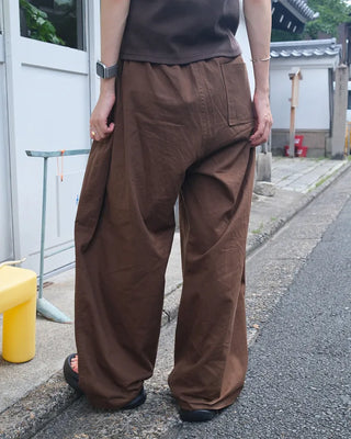 Twill balloon wide pants