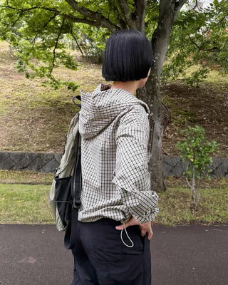 Gingham check oversized hoodie shirt