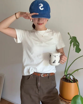 Round neck half-sleeve T-shirt