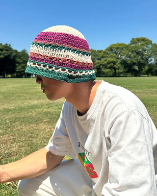 Rainbow Knit Bucket Hat