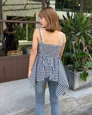 Checked ribbon camisole