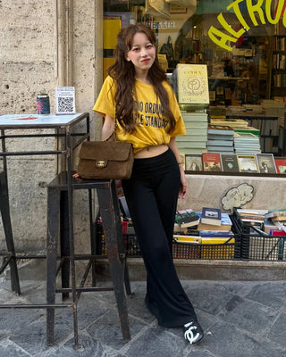 Low-rise ribbed wide-leg pants