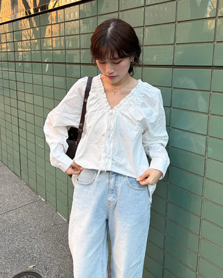 Shirred Ribbon Blouse