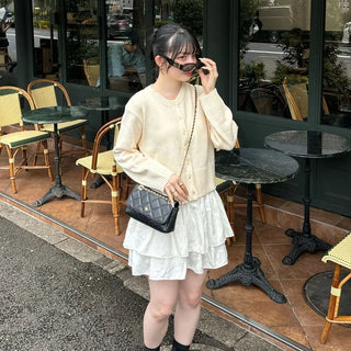 Basic color cardigan