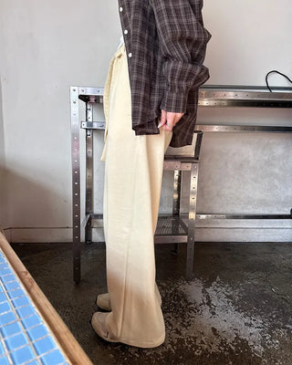Wide-leg pants with waist ribbon