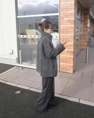 Brushed two-pleat wide slacks