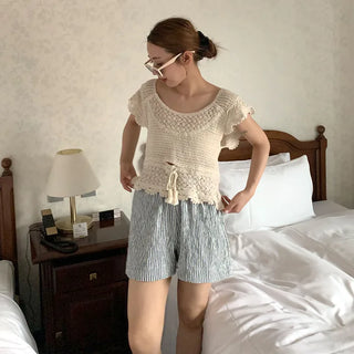 Perforated Short-Sleeve Knit