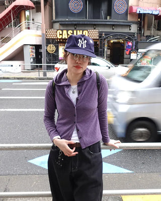 Colorful striped hooded parka