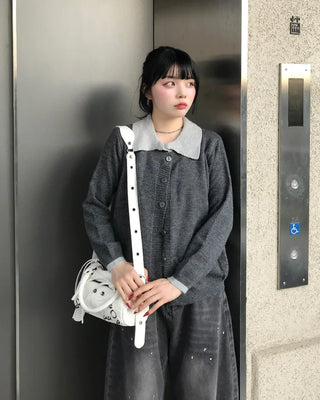 Layered knit cardigan
