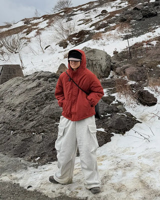 Oversized hooded down jacket