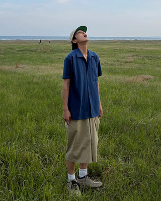 Pocket collar short-sleeved shirt