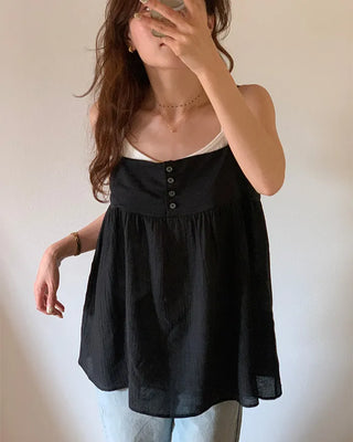 Back-button sleeveless blouse