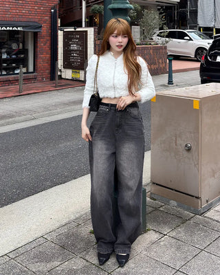 Oversized wide denim pants