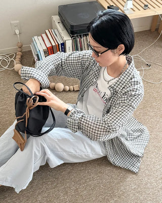 [8th Re-release] (ORIGINAL) Medium Drawstring Shoulder Bag (black)