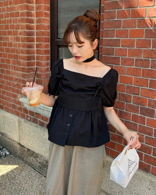Choker Square Puff Blouse