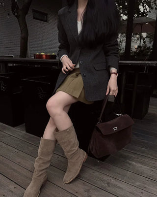 Wool pleated mini skirt