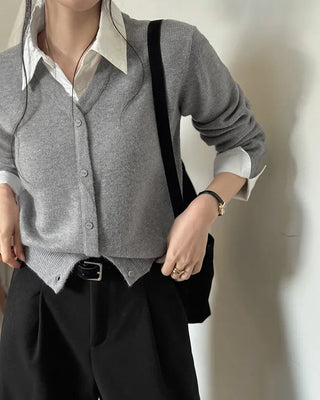 Layered knit cardigan