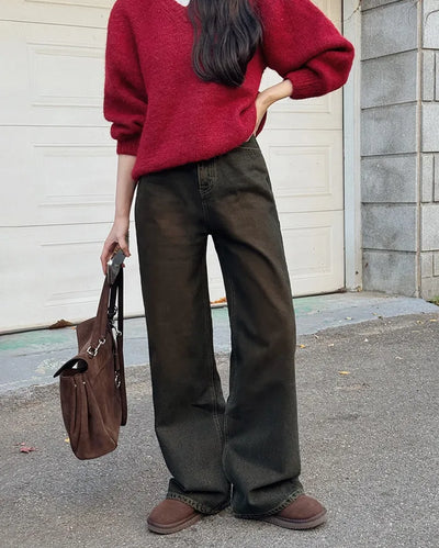 Dark wash denim pants