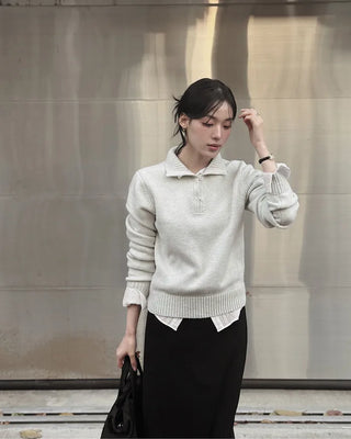 Half-button collar knit