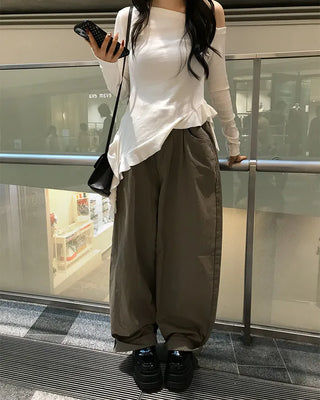 Balloon Fit Cotton Pants